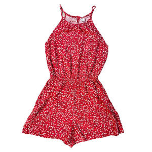 Old Navy Red Sleeveless Floral Romper Womens Size XS